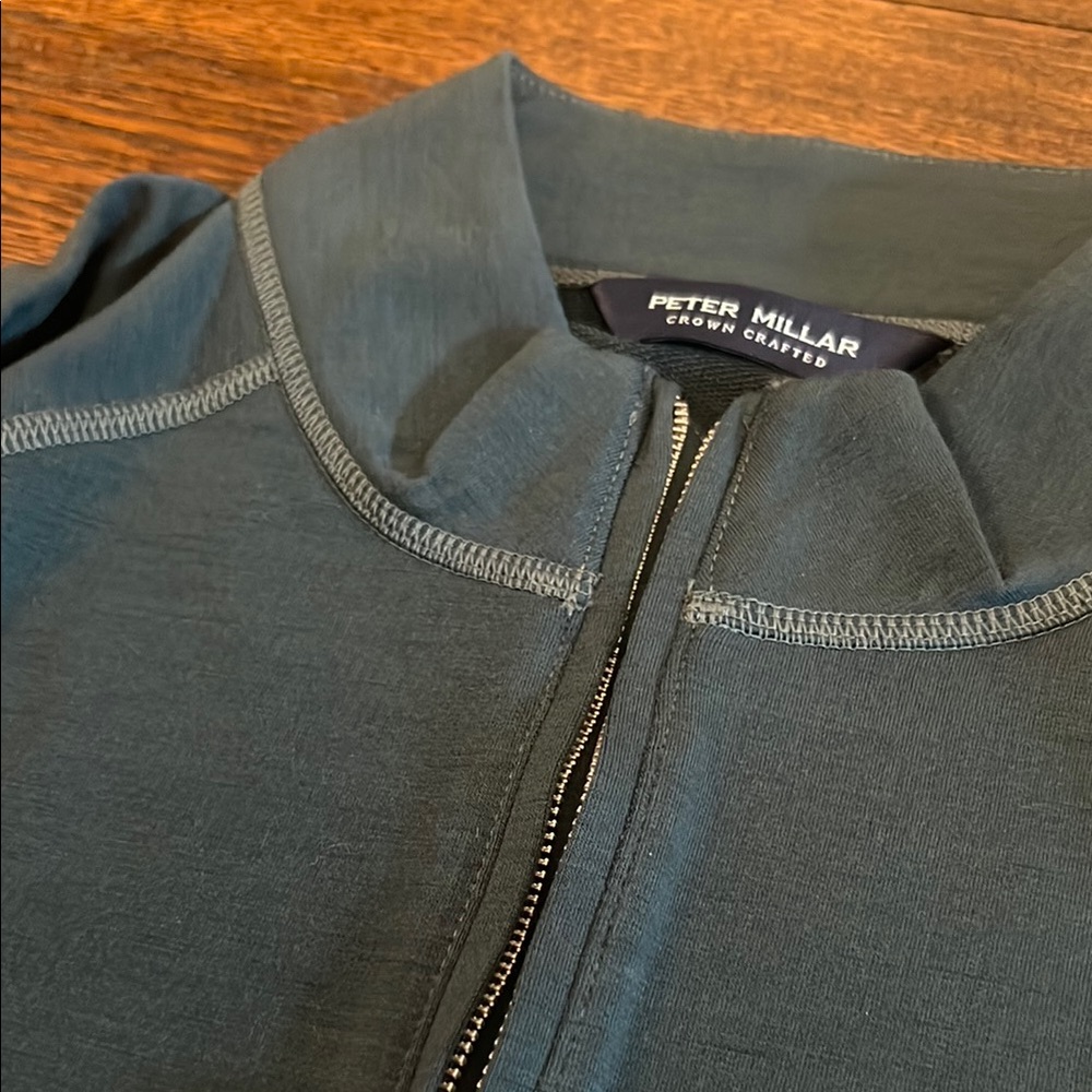 Peter Millar Men's Green Quarter-Zip Sweater - Picture 4 of 5